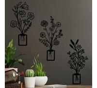 Hanah Home Stylish Black Decorative Metal Wall Accessory (3 Pieces), 23 x 48 cm, 100% Metal, 1.5 mm Thick, Easy Wall Mounting, Perfect for Modern Decor