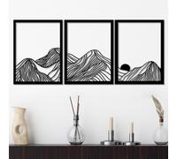 Hanah Home Stylish Black Decorative Metal Wall Accessory (3 Pieces), 38 x 49 cm, 100% Metal, 1.5 mm Thickness, Easy Wall Mounting, Perfect for Modern Decor