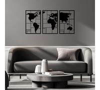 Hanah Home Stylish Black Decorative Metal Wall Accessory (3 Pieces), 48 x 74 cm, 100% Metal, 1.5 mm Thick, Easy Wall Mounting, Perfect for Modern Decor