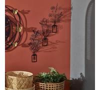 Hanah Home Stylish Black Decorative Metal Wall Accessory Set (3 Pieces) | 100% Steel, 1 mm Thick | Sizes: 23 x 50 cm, 23 x 43 cm, 24 x 48 cm | Lightweight and Modern Design