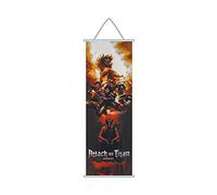 hanaiette 1pc Premium Wall Art Hanging Poster,Attack On Titan Canvas Painting with Scroll Wood Hanger Decor For anime lovers (style2)