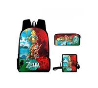 Hanaiette 3PCS Backpack Pencil case Game characters Canvas Messenger Bag (style 9)