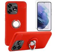 HANAIETTE Case and Screen Protector for BLU Bold K12, Rotating Ring [Magnetic Car Mount] TPU Protection Cover Case and Screen Protector (Red)