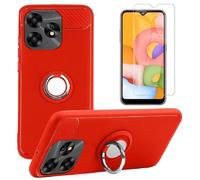 HANAIETTE Case and Screen Protector for BLU K2, Rotating Ring [Magnetic Car Mount] TPU Protection Cover Case and Screen Protector (Red)