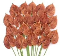 Hanaive 20 Pcs Artificial Anthurium Flowers 23.6 Inch Fake Anthurium Flowers for DIY Vase Bouquets Centerpiece Arrangements Wedding Bridal Shower Party Home Decor(Orange)