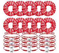 Hanaive 20 Pcs Hair Scrunchies, Charm Hair Ties & Cheerleader Gifts - Adjustable Cheer Sport Accessories for Teams, Birthday Parties (Red)