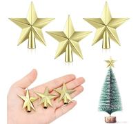 Hanaive 3 Pcs Small Christmas Tree Toppers - Mini Star Tree Topper for Small Christmas Ornaments Holiday Decorative Tree Star for Xmas Home Decor (Gold, 1.77 Inch)