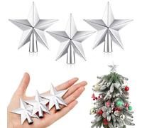 Hanaive 3 Pcs Small Christmas Tree Toppers - Mini Star Tree Topper for Small Christmas Ornaments Holiday Decorative Tree Star for Xmas Home Decor (Silver, 2.36 Inch)