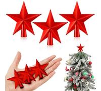 Hanaive 3 Pcs Small Christmas Tree Toppers - Mini Star Tree Toppers for Small Christmas Ornaments, Holiday Decorative Tree Stars for Xmas Home Decor (Red, 2.36 Inch)