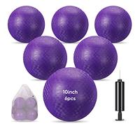 Hanaive 6 Pcs Kickballs 10 Inch Playground Ball Rubber Inflatable Dodgeball with Pump and Storage Bag Bouncy Kickball for Adults Sports Outdoor Activities(Purple)