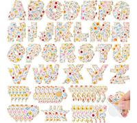Hanaive 80 Pcs Chenille Letter Patches Self Adhesive Iron on Patch 3D Cute Embroidered Rainbow Smile Face Heart Applique Sewing Badges Patch for Fabric Clothing Jacket DIY(Yellow,Letter)