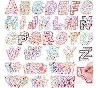 Hanaive 80 Pcs Chenille Letter Patches Self Adhesive Iron on Patch 3D Cute Embroidered Rainbow Smile Face Heart Applique Sewing Badges Patch for Fabric Clothing Jacket DIY (Colorful,Letter)
