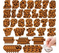 Hanaive 80 Pcs Chenille Letter Patches Self Adhesive Iron on Patch 3D Cute Embroidered Rainbow Smile Face Heart Applique Sewing Badges Patch for Fabric Clothing Jacket DIY(Leopard Print,Letter)