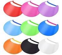Hanaive 9 Pieces Foam Sun Visors for Women Solid Sun Visor Hat with String Adjustable Soft Visors Assorted Color Tennis Visor for Beach, Kids' Arts and Crafts Project, Classic Colors, 5