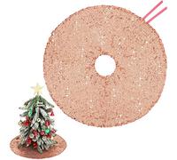 Hanaive Christmas Mini Tree Skirt 15 Inches Rose Gold Sequin Tree Skirt Sequin Christmas Decorations Xmas Tree Ornament Small Tree Skirt for Pencil Slim Small Trees Decoration Bar Hotel Holiday Decor