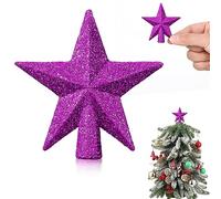 Hanaive Mini Christmas Tree Topper Small Christmas Star Mini Christmas Tree Star Topper for Xmas Party Holiday Home Decor (Glitter Purple,2.36 Inch)