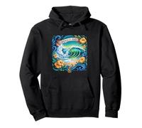 Hanalei Hawaii Tropical Wave Vibes Ocean Art Nature Scenes Pullover Hoodie