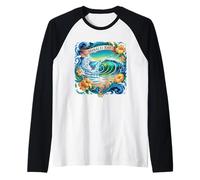 Hanalei Hawaii Tropical Wave Vibes Ocean Art Nature Scenes Raglan Baseball Tee