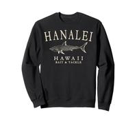 Hanalei Hawaii Vintage Shark Ivory Art Outline Sweatshirt