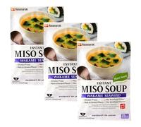 Hanamaruki Instant Miso Soup Vegan Gluten Free Wakame Seaweed 3 Servings 54.9g, Pack of 3