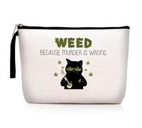 Hanamiya Na Funny Weed Leaf Makeup Bag Zipper Pouch Travel Bag Toiletry Bag for Women Stoner Friend Bestie Birthday Gifts, Funny Unique Humor Novelty Sarcasm Magic Makeup Bag - Because M is Wrong