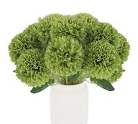 Hananona 12 Pcs Artificial Chrysanthemums, Fake Mums, Green Silk Flowers for Home Decor Indoor Floral Arrangement, St Patricks Day Table Centerpiece (12, Green)