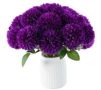 Hananona 12 Pcs Artificial Chrysanthemums Flowers Purple Flowers, Fake Mums Silk Vintage Flower for Home Decor Indoor Floral Arrangement Table Centerpiece (12, Purple)