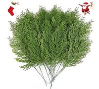 Hananona 120 Pcs Artificial Faux Greenery Sprigs and Twigs - Pine and Cedar Stems for Christmas Holiday DIY, 120 Pieces, Green