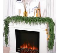 Hananona 4 Pcs Artificial Norfolk Pine Garlands, Real Touch Winter Pine Garland, Green Artificial Greenery Garland for Table, Mantle, Wall, Indoor, Outdoor Christmas Decorations (4, 6 FT)