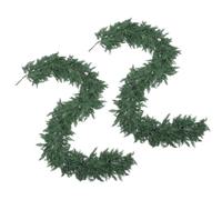 Hananona 9 FT Artificial Cedar Garlands, 2 Pcs Real Touch Winter Cedar Pine Garland, Green Artificial Greenery Garland for Table, Mantle, Wall, Indoor, Outdoor Christmas Decorations (2, 9 FT)