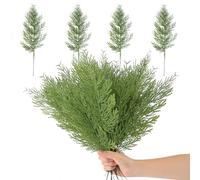 Hananona Artificial Pine Branches, 80 Pcs Christmas Faux Cedar Stems, Artificial Faux Cedar Branches, Fake Christmas Greenery Pine Picks for Wreath Craft DIY Home Kitchen Decorations (80, Green)