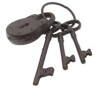 Hananona Vintage Cast Iron Skeleton Key Ring Antique Pirate Treasure Chest Keys Set For Home Decor, Halloween Costume Prop, Brown, 8 inches, Vintage