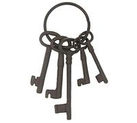 Hananona Vintage Cast Iron Skeleton Key Ring Antique Style Pirate Treasure Chest Keys Set for Farmhouse Decor, Halloween Costume Prop, Brown, S