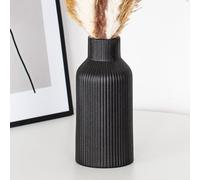 Hanaomaoyi 20cm Ceramic Vase Black Matte Round Modern Design, Boho Vase for Aesthetic Decoration, Flower Vase for Living Room, Bedroom Decoration, Simple Nordic Style (Black)