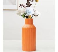 Hanaomaoyi 20cm Ceramic Vase Orange Matte Round Modern Design, Boho Style for Aesthetic Decoration, Flower Vase for Living Room, Bedroom Decoration, Simple Nordic Style (Orange)