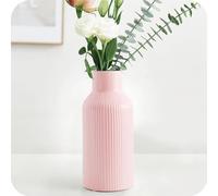 Hanaomaoyi 20cm Ceramic Vase Pink Matte Round Modern Design, Boho Style for Aesthetic Decoration, Flower Vase for Living Room, Bedroom Decoration, Simple Nordic Style (Pink)