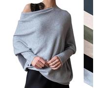 Hanaoni Asymmetric Draped Jumper Baggy Sweater, Oversized Cowl Neck or Off The Shoulder Sweater for Women Ultra Soft Knitted Jumper, Casual Asymmetric Pullover Knit Top