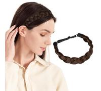 Hanaoops Braid Headband, 3 Strands Fishtail Plaited Braided Hairband, Adjustable Chunky Wide Braids Wig Band, Elastic Synthetic Twist Front Hairpiece Accessory for Women Girl