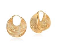 Hanaoops Chunky Hoop Earrings for Women Hypoallergenic Thick Earring Oval U Shaped Hoop Pendant Earring Trendy 18K Hoop Earrings with Cubic Zirconia for Jewelry Gifts