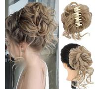 Hanaoops Curly Wavy Hair Chignon Clip in Hairpiece Elastic Messy Bun Synthetic Extensions for Women (E)