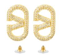 Hanaoops Earrings for Women Sparkling Crystal Geometric Earrings Hypoallergenic Golden Letter Geometric Earrings Dainty Silver Earrings Jewellery Gift for Women Girls