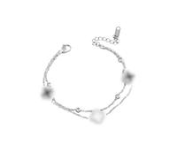 Hanaoops Lucky Leaf Bracelet Four-Leaf Clover Bracelet for Women Girls Exquisite Titanium Steel Bracelets Gold Silver Adjustable Lucky Symbol Bracelets Jewelry (Silver)
