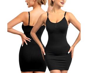 Hanaoops Women Shapewear Dress Tummy Control Shaping Camisole U-Neck Full Slips Under Dress Adjustable Straps Mini Slip Body Shaper Seamless Slimming Casual Bodycon Dress