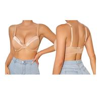 Hanaoops Women's Minimiser Bra 3/4 Cup Bra Push Up Underwire Bra Comfort Firm Hold Bra for Everyday Wear FS 34B/75B Beige