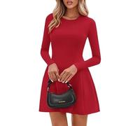 Hanaoops Women's Sexy Mini Dress Crew Neck Long Sleeve Short Dress Elegant Party Dresses High Waist Wrap Bodycon Dresses Slim Fit A Line Swing Going Out Party Evening Clubbing Cocktail Attire