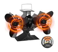 Hanaoyo Newly Log Burner Fan with Twin Motors, Double Heat Powered Fireplace Fan, Silent Efficient Heat Circulation, for Fireplace/Wood Stove/Log Burner