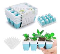 Hanaoyo Reusable Seed Starter Tray, 5 PCS Seed Starter Kit with Flexible Pop-Out Cells (60 Cells in Total), Seedling Starter Trays for Seed Starter, Indoor Greenhouse Seeding Planting Growing