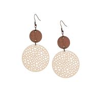 Hanary Bohemian Hollow Cut-Out Wood Leather Dangle Drop Earrings, Boho Chic Hippie Statement Jewelry Gift for Women