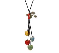 Hanary Bohemian Leaf and Colorful Heart Shape Beads Lariat Necklace, Long Jewelry for Women
