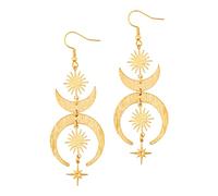 Hanary Celestial Sun Moon Star Earrings Dangle, Gothic Boho Earrings for Women, Boho Jewelry, Christmas Jewelry Gift For Women